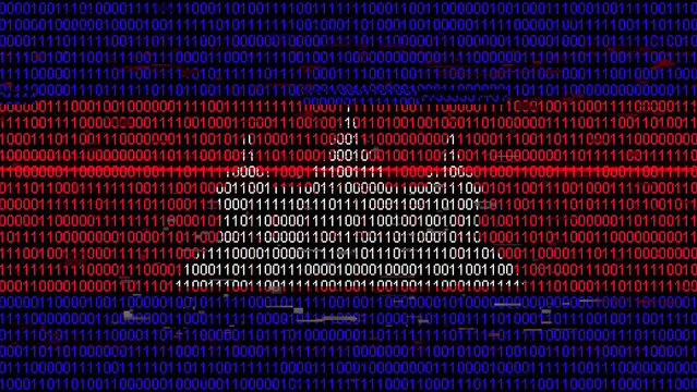 Binary code on flag of Cambodia. Program source code or Hacker concept on Cambodian flag. Cambodia digital technology security, hacking or programming