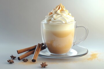 Coffee with Whipped Cream and Cinnamon