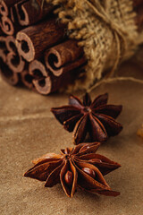 Isolated Star Anise Spice Seeds with Aromatic Flavor and Brown Shape on White Background
