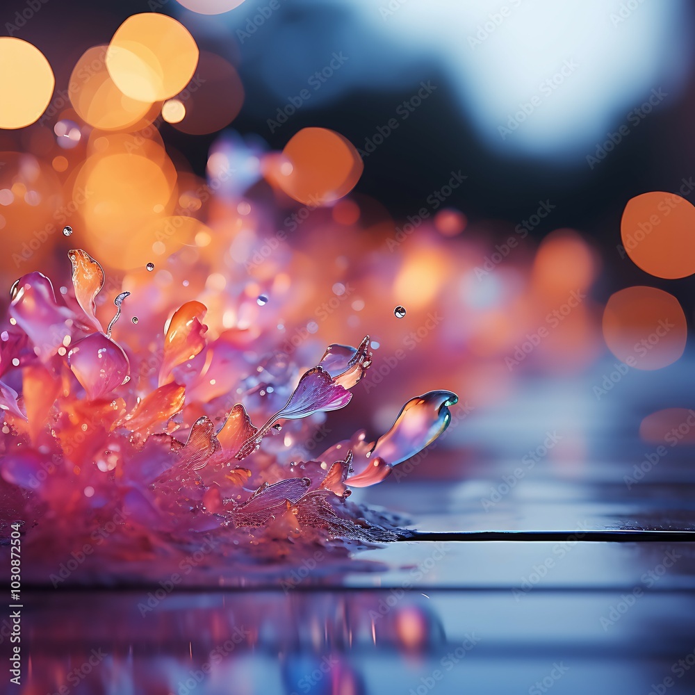 Aufkleber Water drops with abstract bokeh light background