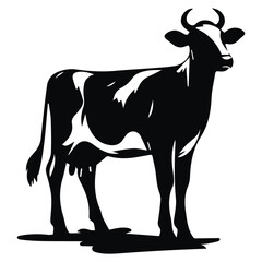 Cow black silhouette vector isolated on white background design