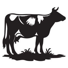 Cow black silhouette vector isolated on white background design