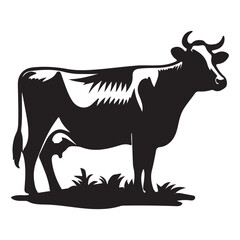 Cow black silhouette vector isolated on white background design