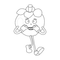 Happy Mangosteen Fruit Character Ready for Coloring