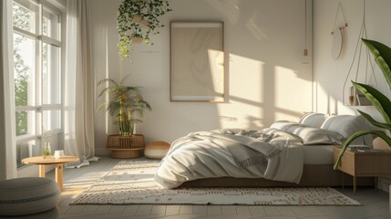 Minimalist Bedroom Design with Natural Light and Plants