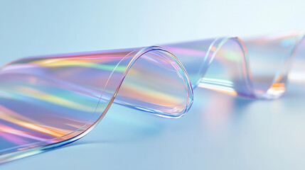 Abstract background iridescent glass structure vibrant rainbow spectrum suitable for a high-end advertising campaign, showcasing luxury modernity through its minimalist colorful aesthetic, copy space