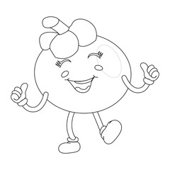 Happy Mangosteen Fruit Character Ready for Coloring