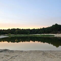 Fototapeta premium sunset over the lake