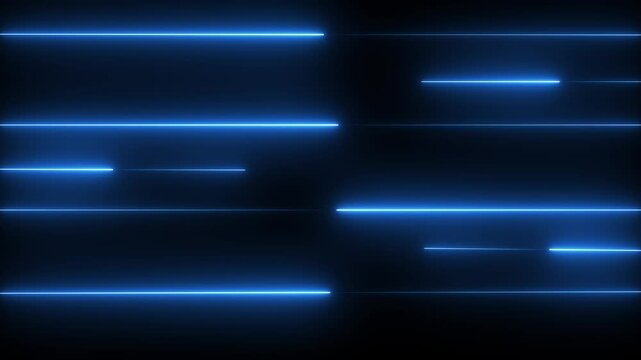 Abstract glowing neon lights blinking lines moving animation. blue color neon line Seamless loop animation neon line, on black background