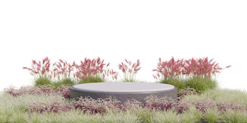 White podium stone on desert for display product transparent background 3d PNG