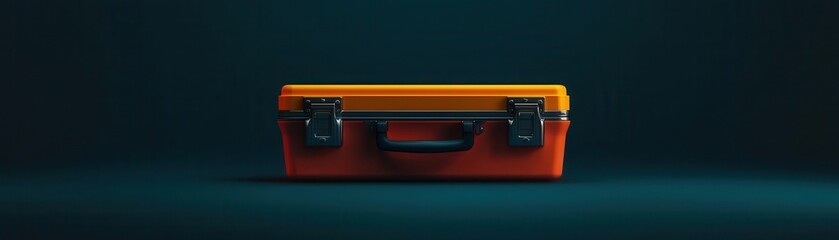 Conceptual market research toolkit visualized as a glowing toolbox, with icons for Surveys, Focus Groups, and Competitive Analysis, 3D illustration