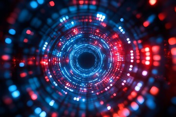Red and Blue Light Tunnel Abstract Sci-Fi Design