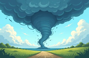 Cartoon tornado funnel cloud illustration