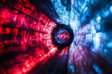 Red and Blue Light Tunnel with Bokeh Effect