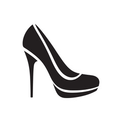 Minimalist High Heel Shoes Icon - A Clean and Elegant Silhouette Design, Ideal for Use in Fashion Branding, Boutique Logos, and Footwear-related Projects, Highlighting the Sophistication of High Heels