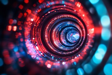 Red and Blue Light Vortex Psychedelic Geometric Pattern