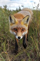 Fox in grassy field