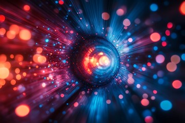 Red and Blue Radial Blur with Light Rays and Bokeh