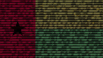 Binary code on flag of Guinea Bissau. Program source code or Hacker concept on Bissau-Guinean flag. Guinea Bissau digital technology security, hacking or programming