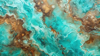 abstract acrylic painting in aquamarine and espresso