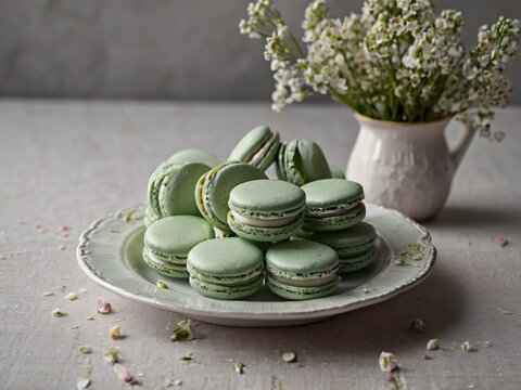 green tea and matcha maccarons