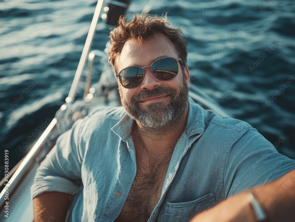 Wall mural man on boat