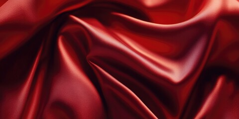 Obraz premium Red satin fabric close-up