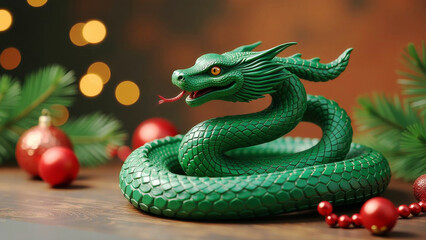 Fototapeta premium 2025 is the symbol of the Chinese New Year green snake. Lunar New Year Celebrations
