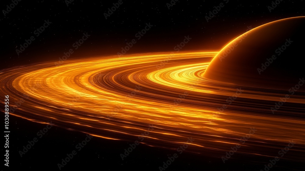 Wall mural massive ring system is glowing brightly as it orbits around a giant gas exoplanet in deep space. the