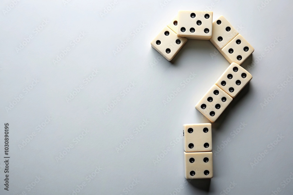 Wall mural abstract tilted domino shape question mark on plain background