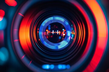 Red and Blue Lens Flare with Circular Bokeh