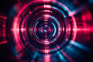 Red and Blue Lens Flare Tunnel Bokeh