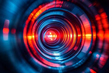 Red and Blue Lens Flare Tunnel Futuristic Abstract Background