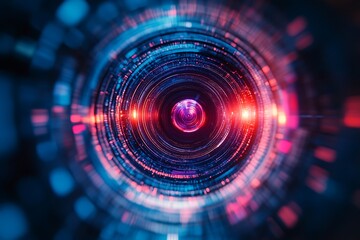 Red and Blue Lens Flare Tunnel with Circular Shapes
