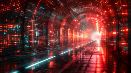 Fototapeta premium Futuristic Tunnel with Neon Lights and Glowing Effects