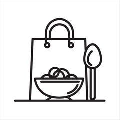 single one line hopping bag silhouette on white background
