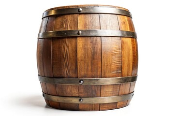 Obraz premium Aerial view of wooden barrel isolated on white background