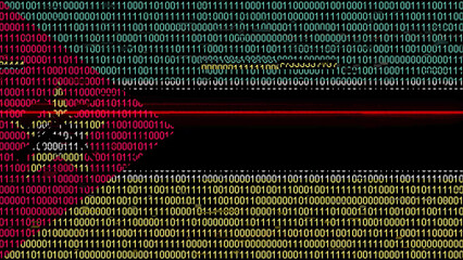Binary code on flag of Mozambique. Program source code or Hacker concept on Mozambican flag....