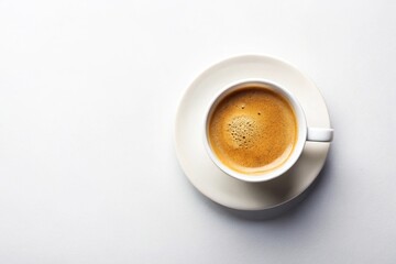 Fototapeta premium fresh hot coffee in white cup on white background