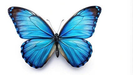 Obraz premium Asymmetrical blue butterfly isolated on white background