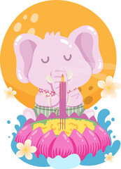 Loy Krathong festival in Thailand. Vector illustration.