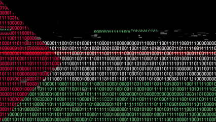 Binary code on flag of Palestine. Program source code or Hacker concept on Palestinian flag....