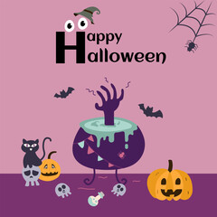 happy halloween banner with element item on background