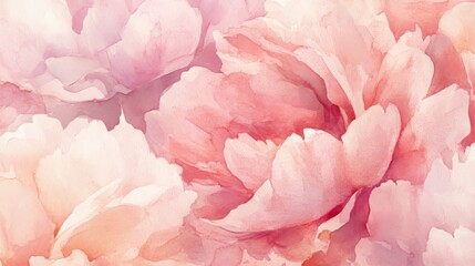 Delicate pink peonies blooming in an abstract floral background, perfect for romantic designs like wedding invitations or greeting cards