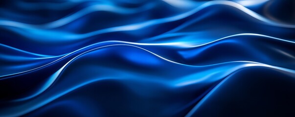 Obraz premium Abstract blue wave pattern forming smooth lines and elegant curves, ideal for backgrounds related to technology, luxury, or design