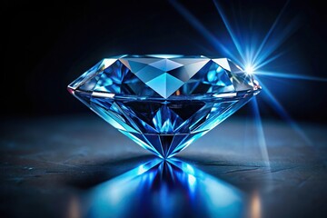 blue and brilliant diamond cut crystal on dark background