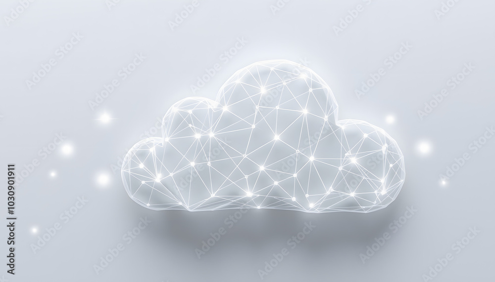 Wall mural 3d illustration, concept image. embossed mesh representing internet connections in cloud computing i