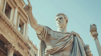 Roman statue of Julius Caesar, embodying authority and leadership in a public square