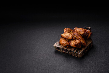Grilled chicken wings with salt, spices and herbs