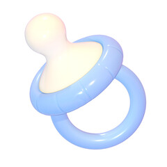 Cute 3d pastel blue baby pacifier kawaii illustration
